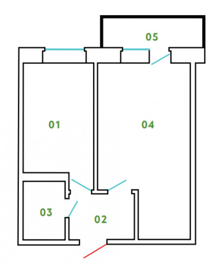 Однокомнатная квартира 39.09 м²